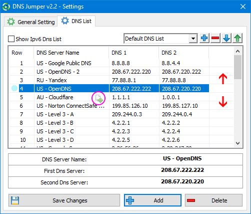 DNS List Order